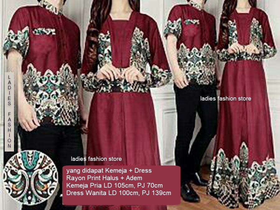 Baju Couple Pasangan Keluarga Batik Modern Sarimbit Kemeja Batik Hem Pria Cowok Koko Lengan Pendek Pakaian Atasan Batik Wanita Cewek Maxi Mavy Dress Gaun Panjang Pesta Modern Dress Gaun Batik Model Baru Murah Batik Baru Adem - XXE (iceal) MARUN BIRU HITAM