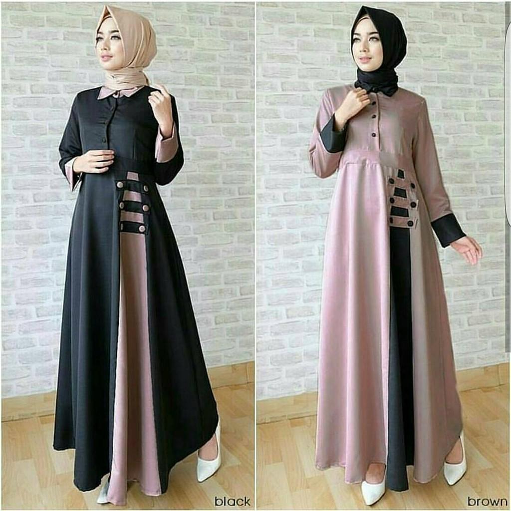 Setelan Batik Couple Sarombit Seragaman Kondangan Tanah Abang Wanita Murah Princess Azkana Sogan (AFIDA MOCCA)