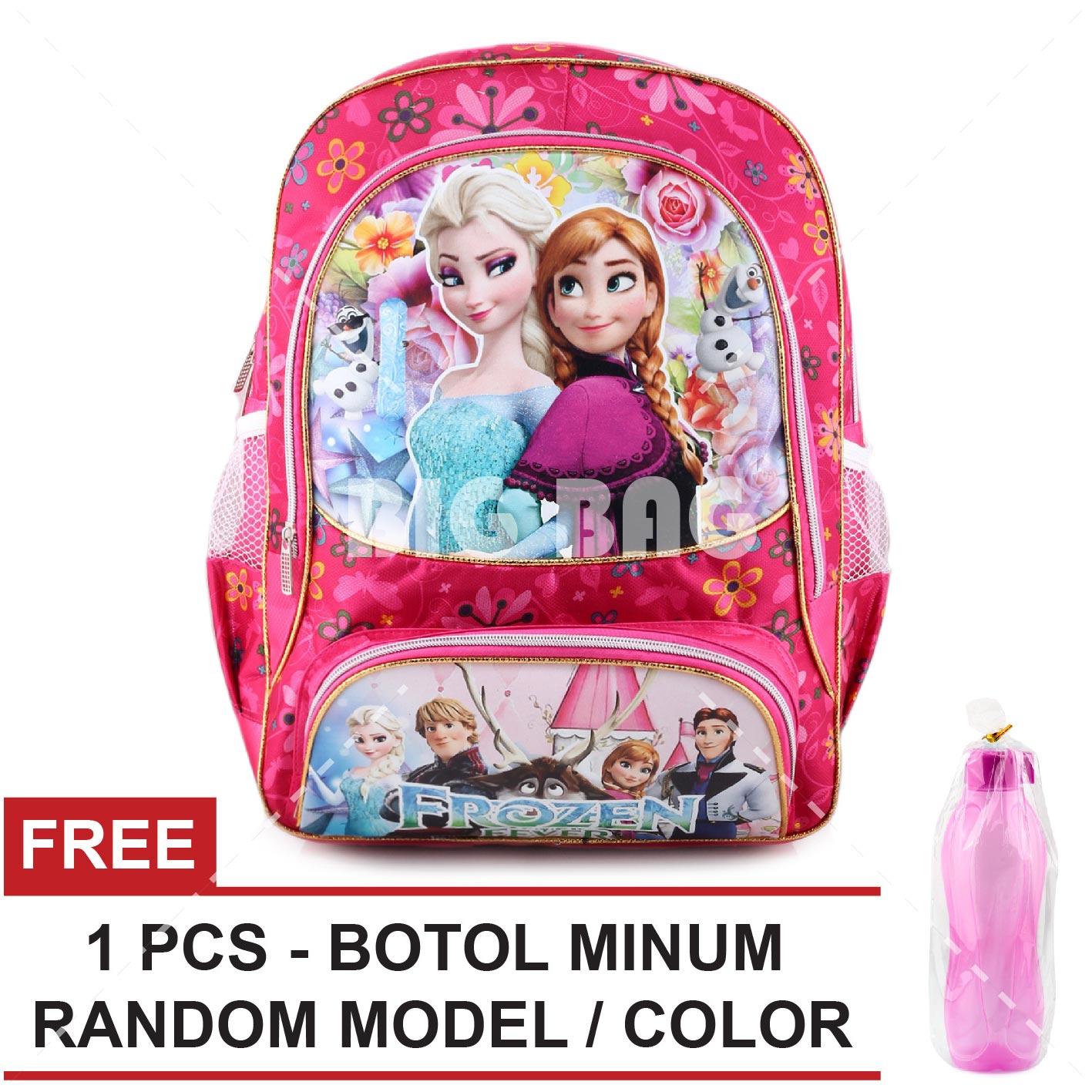 Tas Ransel Anak - Frozen Anna Elsa - True Love SW - School Bag Tas Sekolah Anak - PINK + FREE Botol Minum Random Color / Model Tas Anak Tas Sekolah Tas Anak Karakter