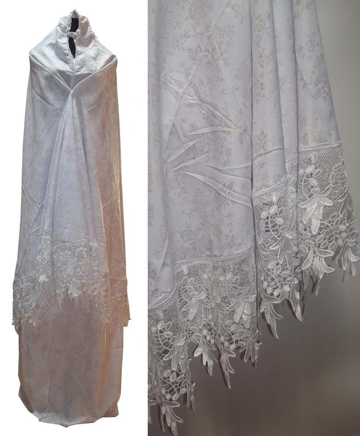 Mukena renda bordir/ Mukena putih katun foil