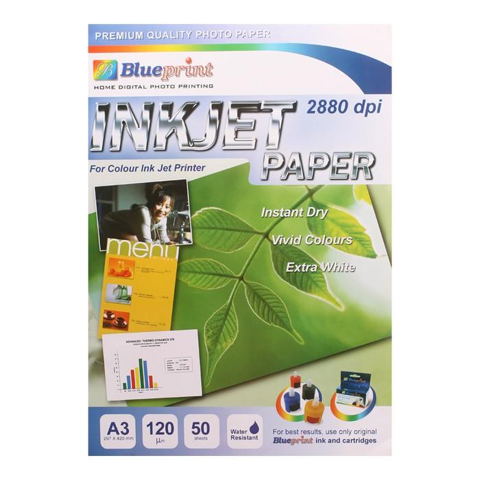 Blueprint Inkjet Paper BP IPA3120 A3 50 Sheet 120 Gsm Cast Coating Extra White Water Resis