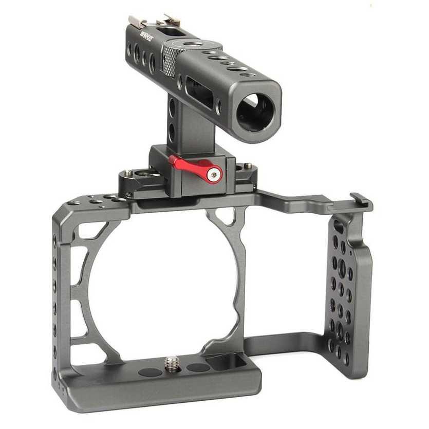 Tripod hp/Tripod kamera/Tripod handphone/Tripod velbon/Tripod kamera dslr/Tripod dslr/Tripod mini/Tripod gorilla/Tripod takara WARAXE A6 Cage Kit for Sony ILCE 6000/6300/6500 with Handle Grip