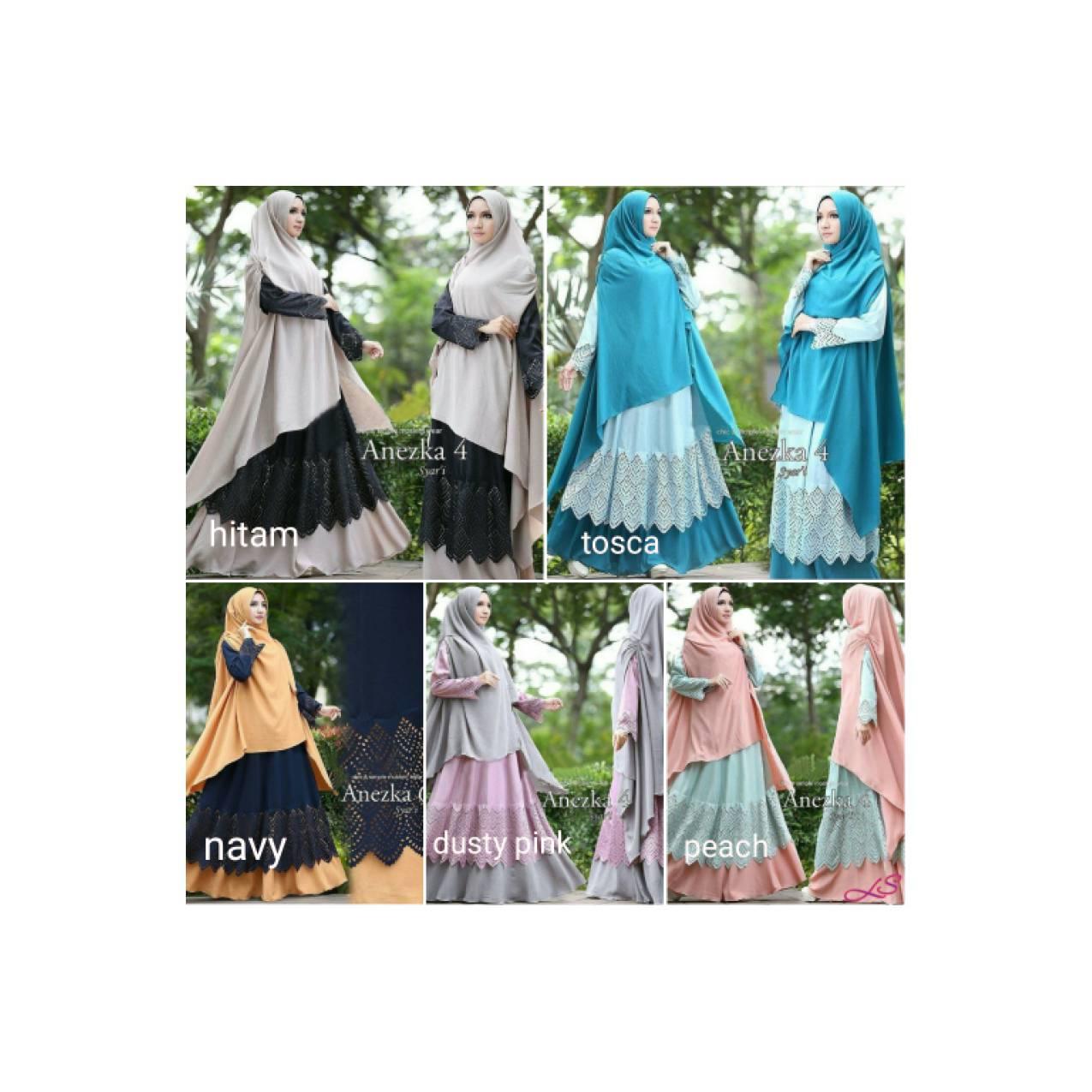 Anezka Pakaian maxi longdress bergo hijab syari muslim khimar peach