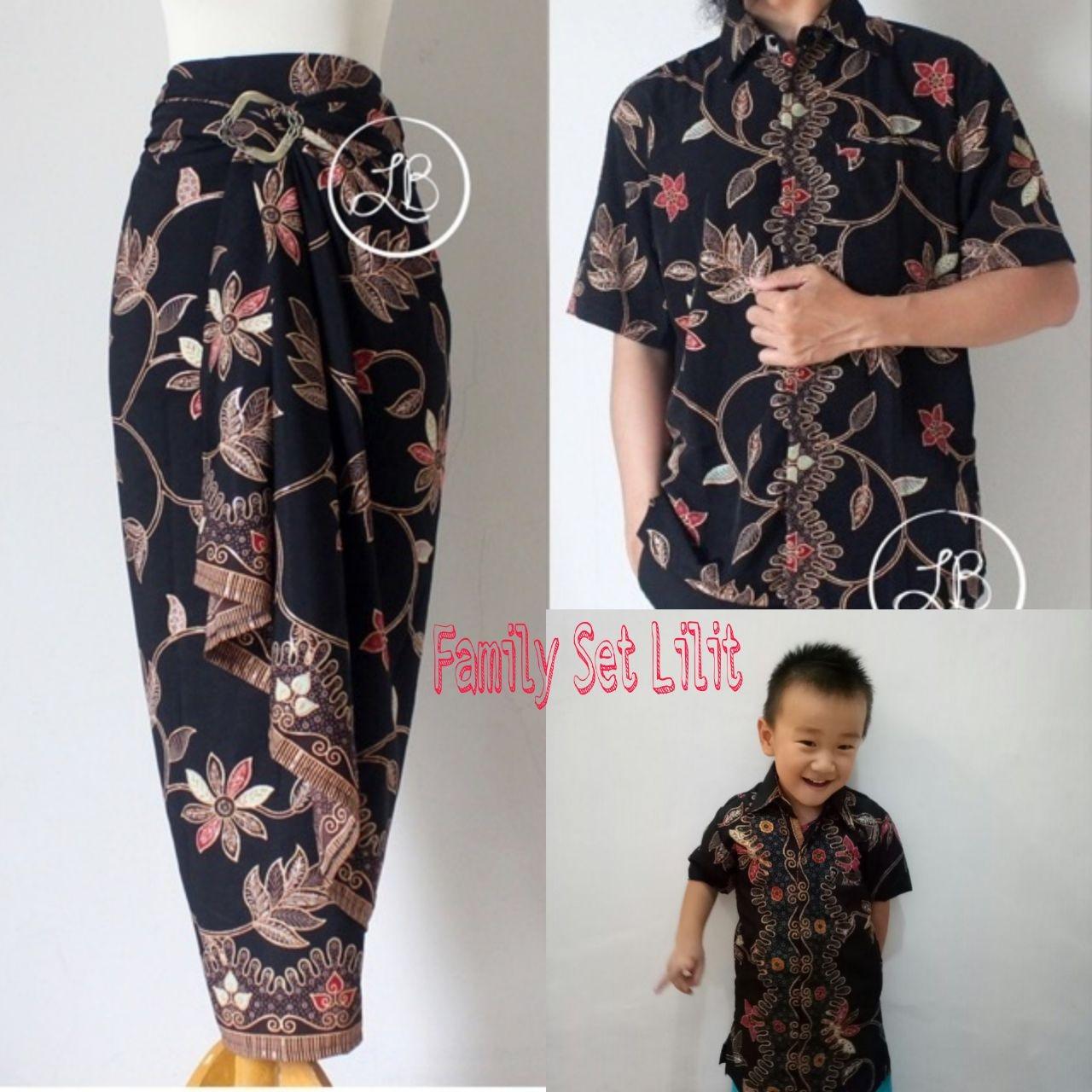 Cj collection Stelan couple batik family 3in1 baju batik dan rok lilit bapak dan anak atasan kemeja pria dewasa dan kemeja anak-anak dan rok lilit batik panjang wanita jumbo blouse blus shirt long skirt Yuna