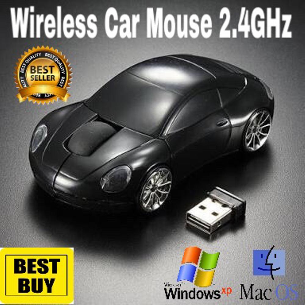 Wireless Car Mouse Mini Led Optical Mice 2.4Ghz 1600DPI 10m Colorful USB PORSCHE Car Shape Mouse PC Laptop Notebook BLACK di lapak AppShoppe appshoppe
