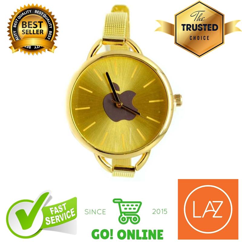Jam Tangan Wanita Analog Quartz Logo Apple Strap Stainless Steel