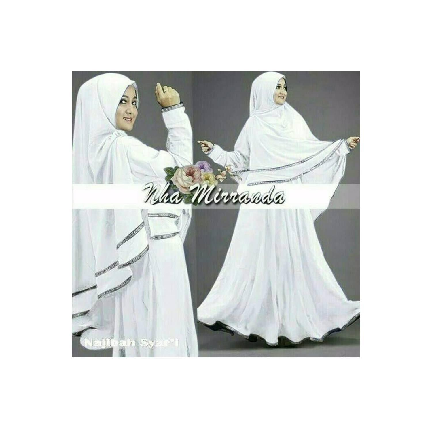 Promo Najibah syar i white baju muslim wanita warna putih gamis syari