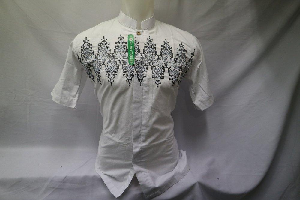 Baju Koko Pria Muslim Kemeja Koko Gamis Muslim Lengan Pendek Baju Putih Pria Dewasa Al Muttaqin KWV 044 di lapak Al Muttaqin Collection produsenbajukoko