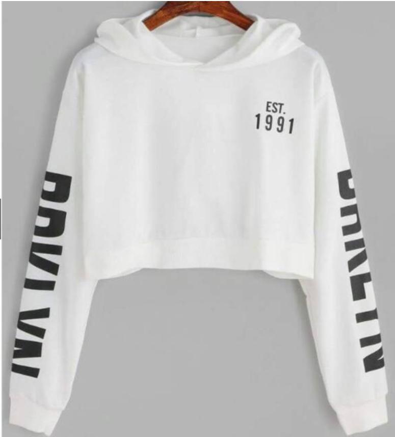 mochimochifashion SWEATER BRKLYN1991 HOODIE PUTIH NO.82