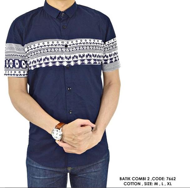 van shirt store BAJU KEMEJA PRINT PRINTING KERJA KANTOR COWOK PRIA MOTIF BATIK TRIBAL Batik Combi 2