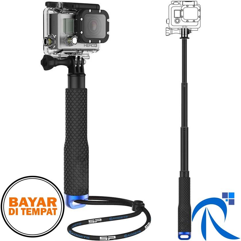 Rimas Metal Lid Pov Extendable Pole Monopod 48 Cm For Gopro Xiaomi Yi - 2 4K - Blue / Biru - Aksesoris Accesories Kamera Camera Mudah di Bawa Kemana Saja Ringan Kokoh Kuat Berkaulitas