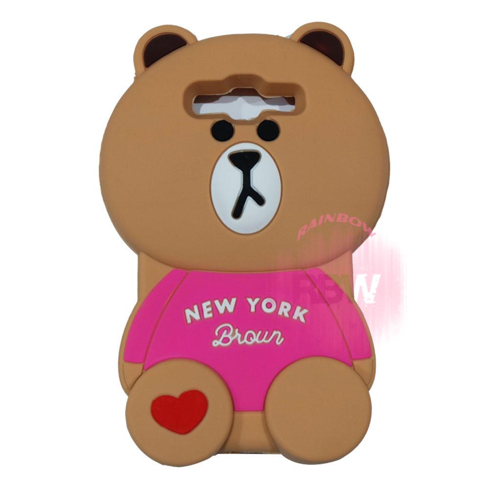 Rainbow Samsung Galaxy J2 Prime Sillicone Soft Case 3D Karakter Animasi Beruang With Clothes Mode / Casing Samsung J2 Prime / Silikon Samsung J2 Prime - Bear Brown Line New York