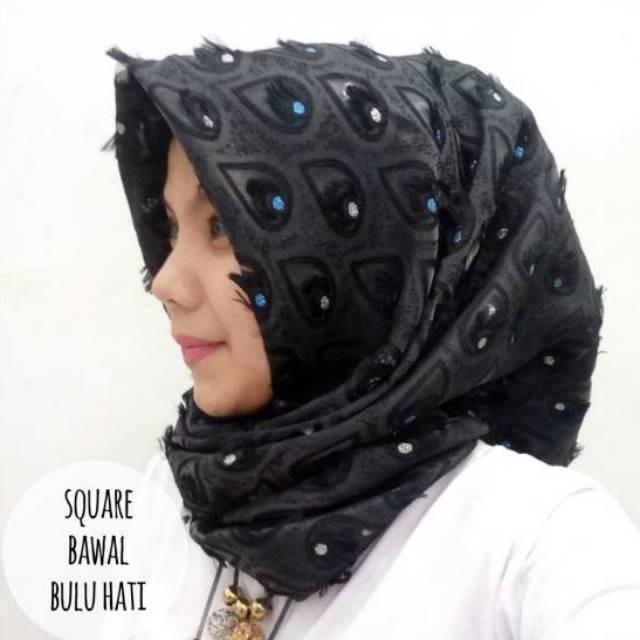 Kerudung segi empat rubiah bawal bulu hati