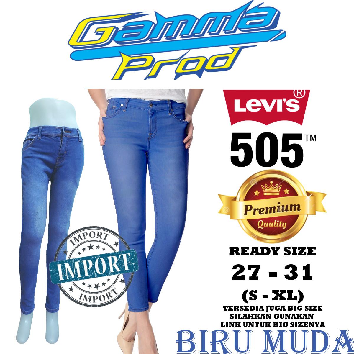 Celana Soft Jeans LEVIS 505 BIRU MUDA Skinny WANITA PREMIUM Zipper YKK