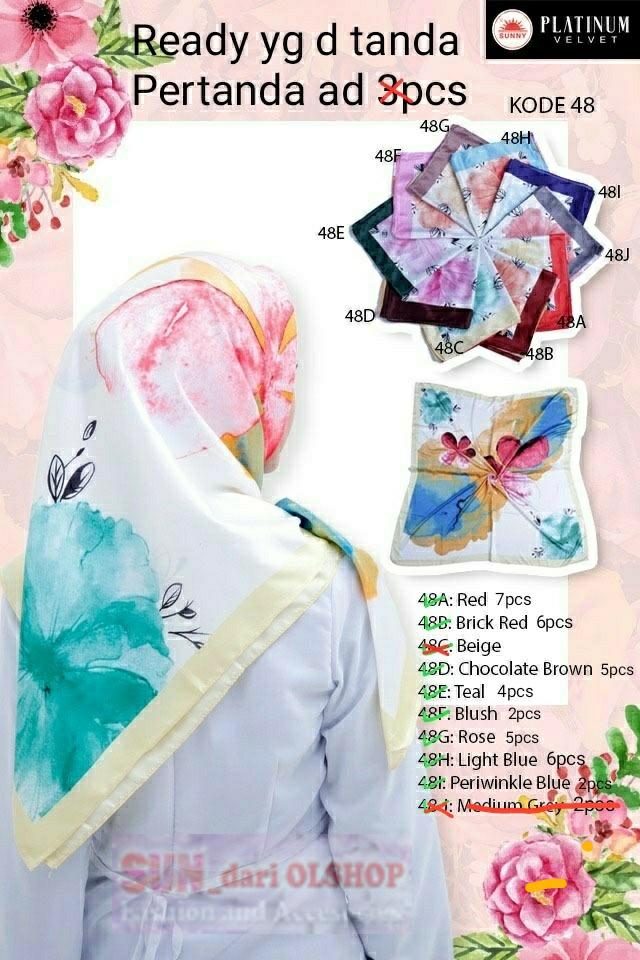 Hijab / Jilbab / Kerudung Segi Empat Saudia By Sunny Original motif bunga wang_olshop