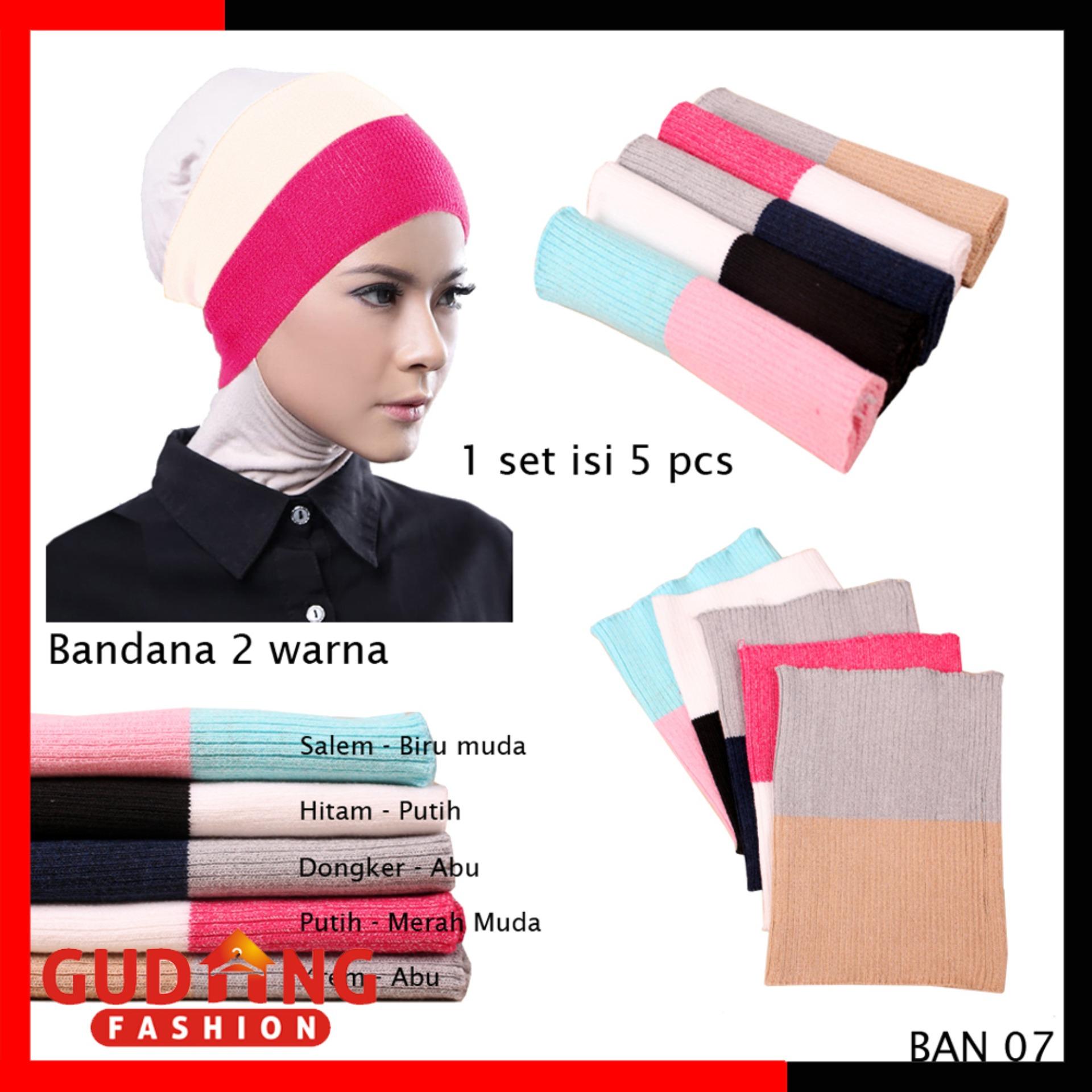 Gudang Fashion - Bandana Rajut Premium Polos 2 Warna Isi 5 Pcs - Kombinasi Warna