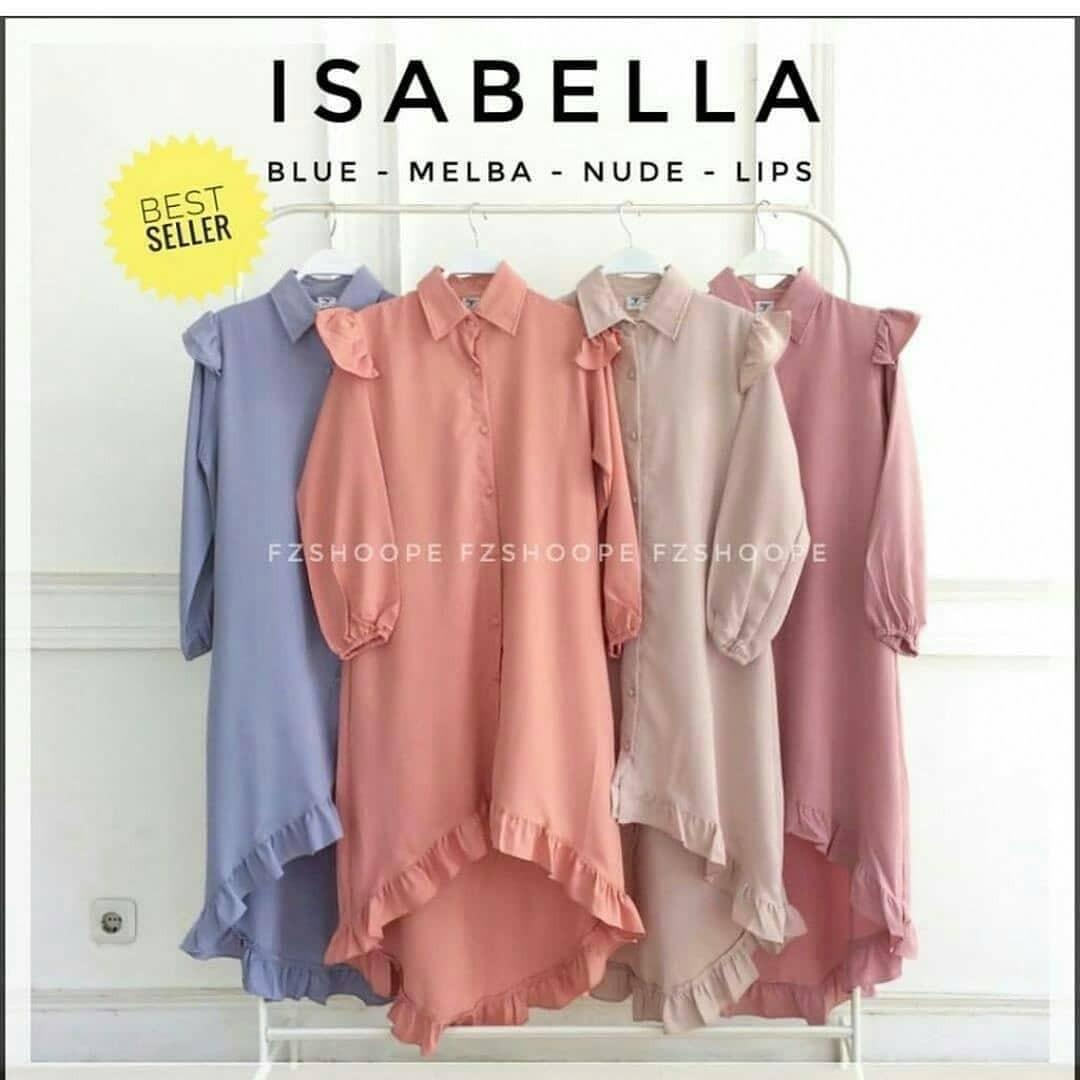 Baju Atasan Original ISSABELA TUNIK Panjang Hijab Casual Pakaian Muslim Wanita Muslim Modern Terbaru Termurah 2018