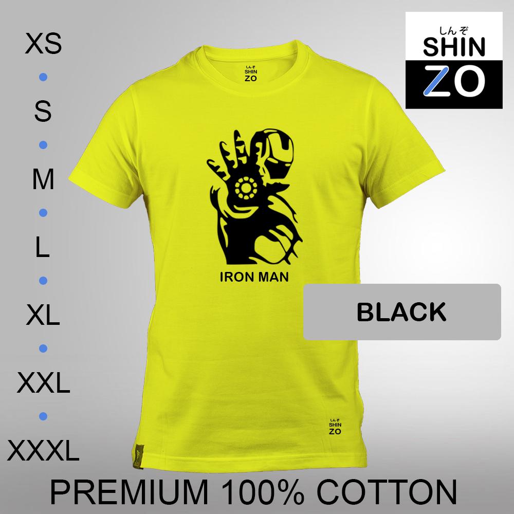 Shinzo Design - Kaos Oblong Distro T Shirt Tee Casual Fashion Atasan Cloth Anime Custom - Premium Cotton Combed 30s Ring Spun Export Quality - Pria - Iron Man The Avengers Infinity War - Yellow Kuning