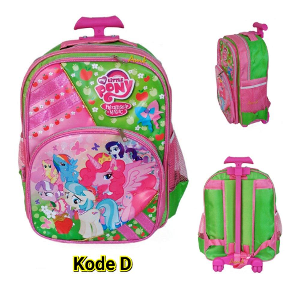 Tas sekolah troli anak trolley roda dorong ransel My Little Pony