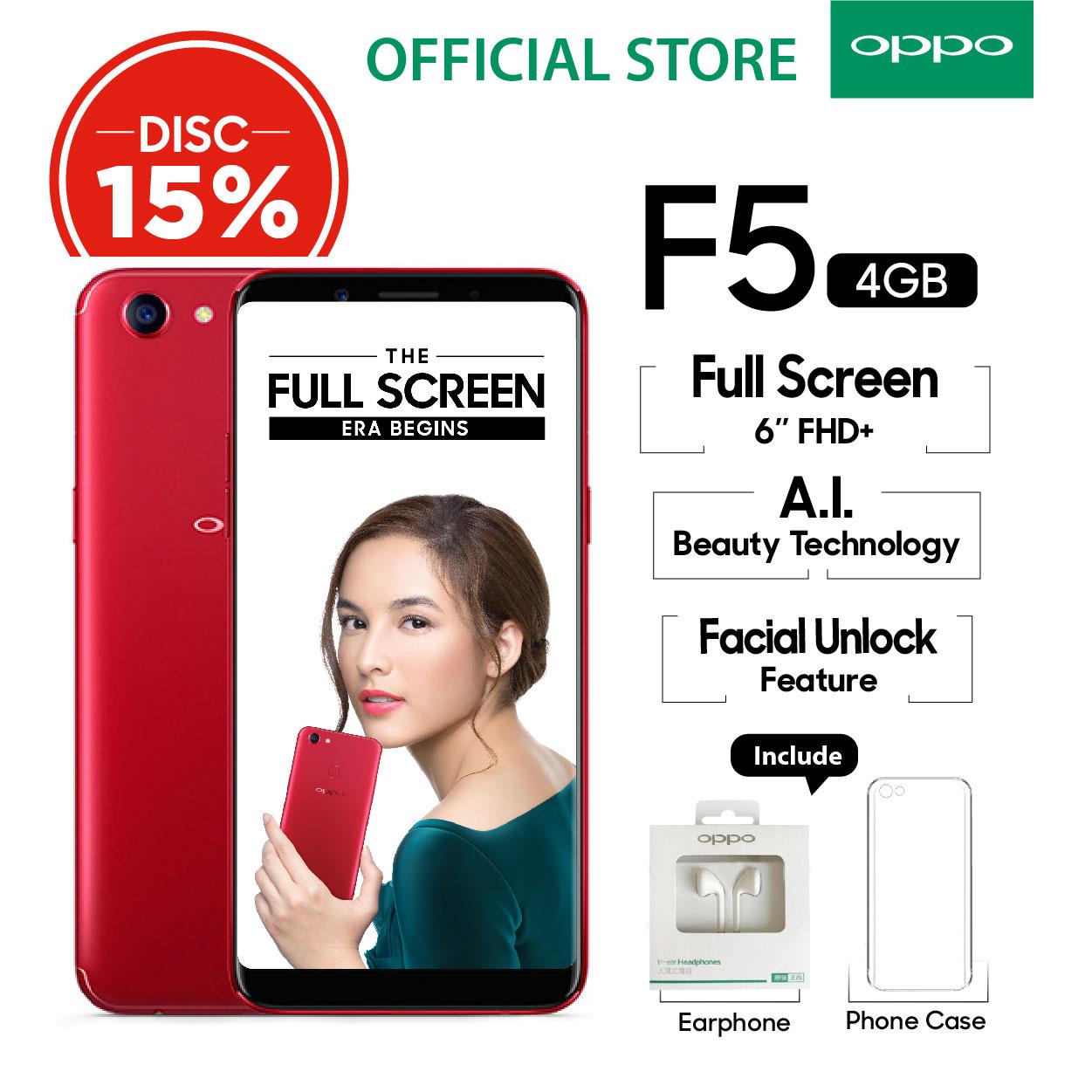 Oppo F5 Smartphone 20 MP AI Beauty Tech 4GB/32GB Red - (Cicilan TANPA Kartu Kredit, Metode COD, Cicilan 0%)