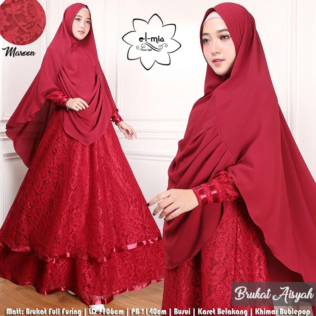 Setelan Gamis Muslimah + Khimar (BRUKAT AISYAH) By EL-MIA (PINK)