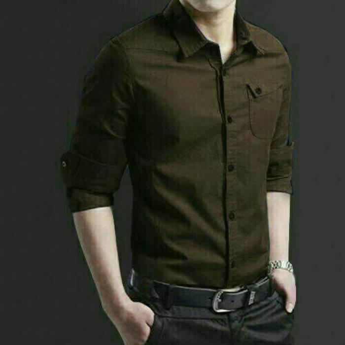 Kemeja Cowok Miller Dark Brown/Coffe