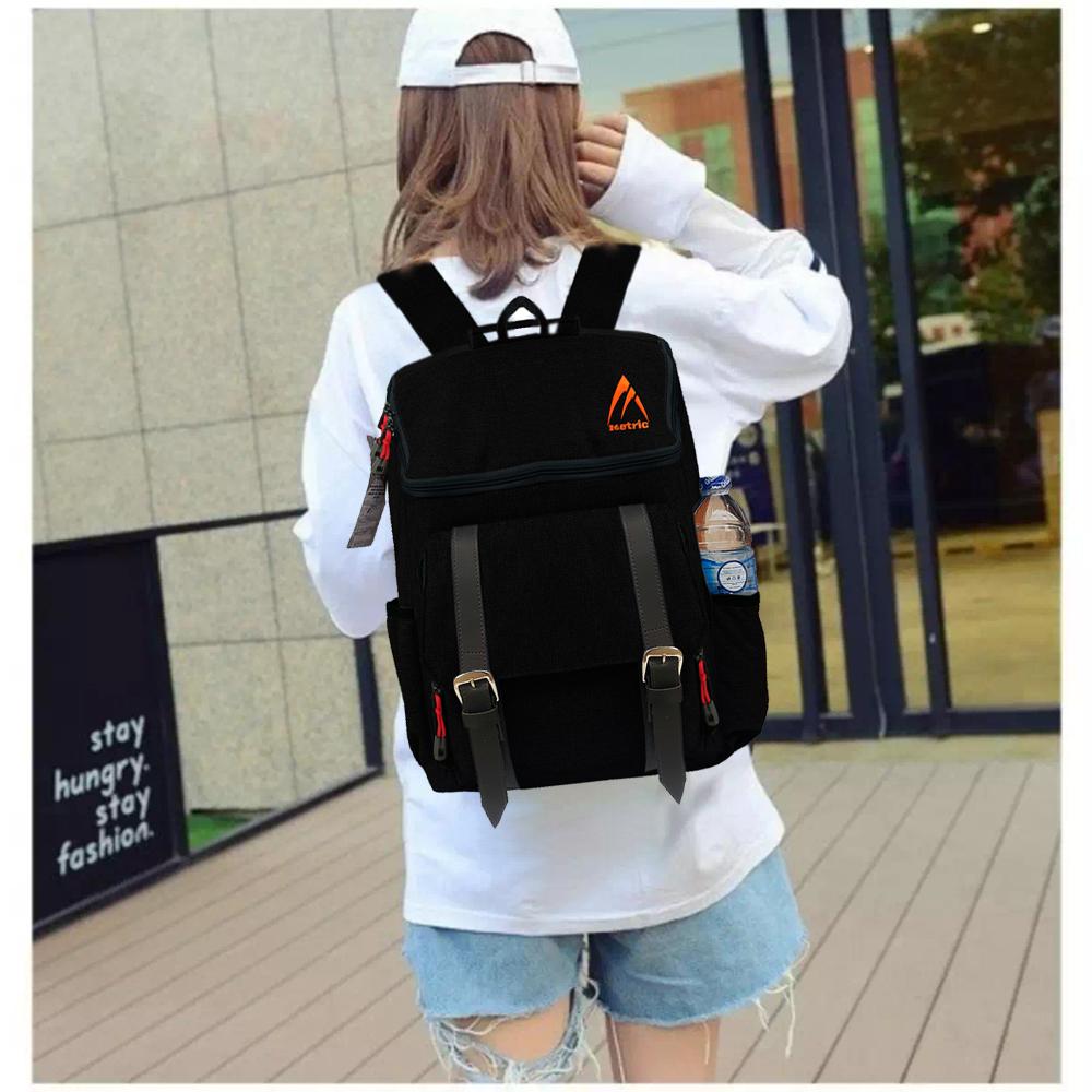 Metric Rz0014-17'' tas punggung tas sekolah tas pria dan wanita tas backpack tas korean style-black