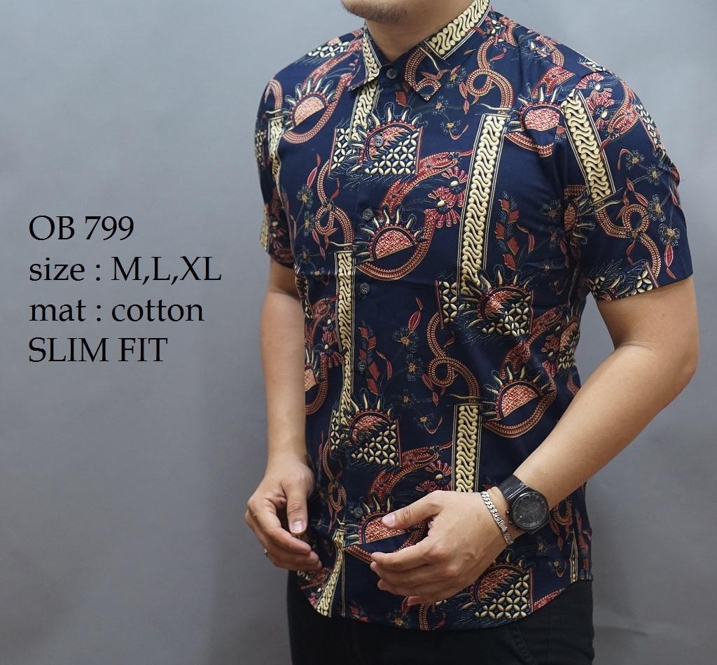 Baju Kemeja Batik Pria Slimfit Motif Modern Bahan Lembut Dan Adem Tidak Mudah Luntur Terbaru 2018