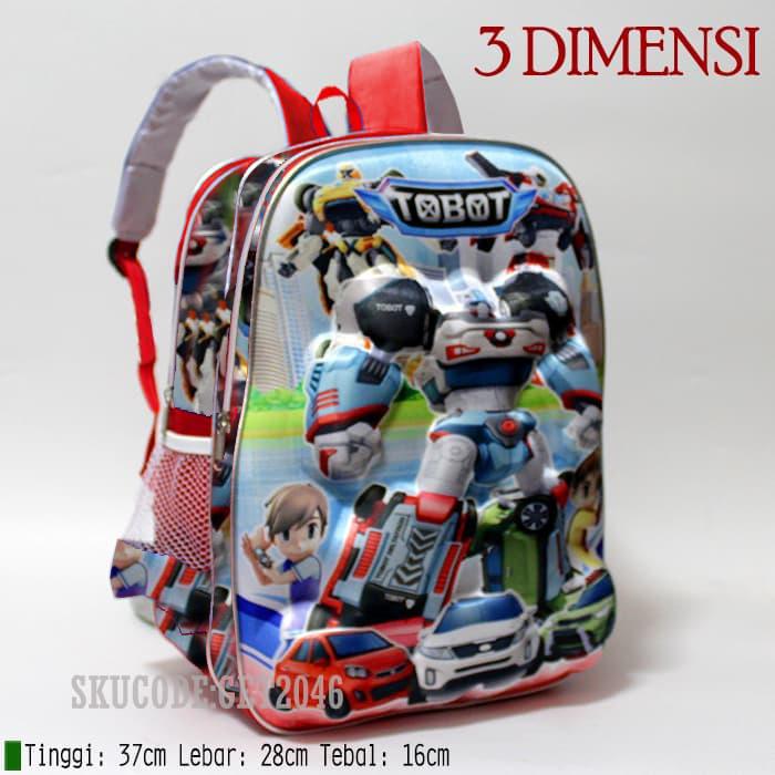 Tas anak sekolah laki laki Tobot 3D - Tas anak SD 3 Dimensi gambar timbul - Tas karakter anak Robot - Tas ransel anak SD murah