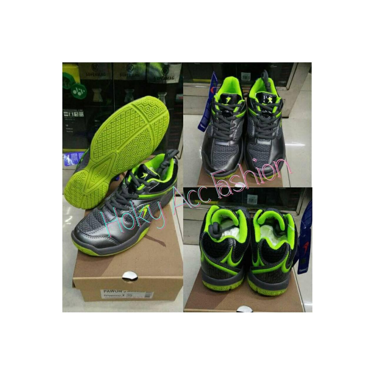 SEPATU BADMINTON FLYPOWER PAWON 3 GREY LIME - ORIGINAL