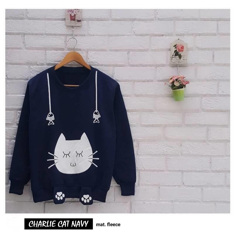 CHARLIE CAT ||| nouska shop ||| grosir jaket sweater baju atasan blouse rajut hijab terbaru kekinian cewek wanita murah |||