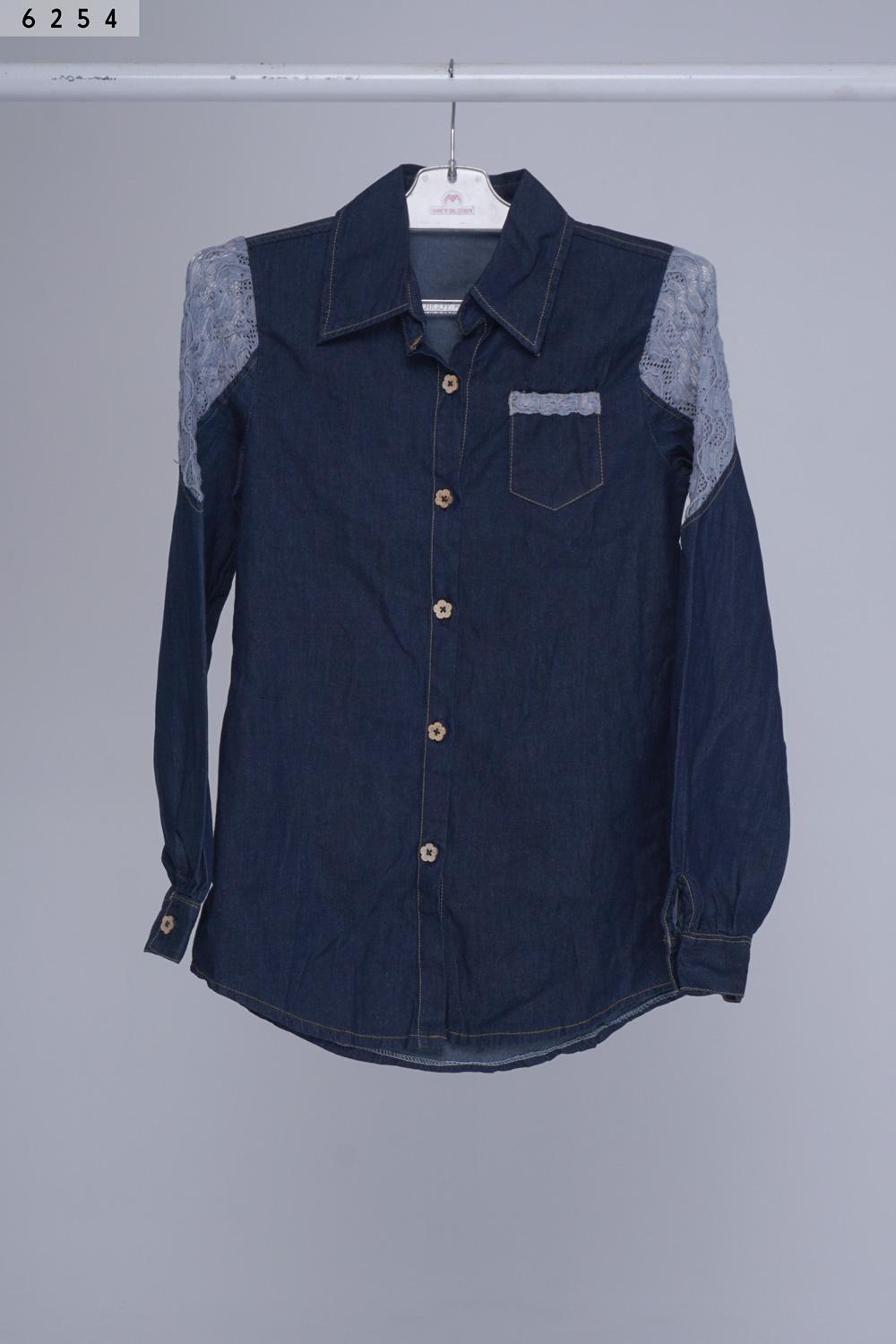 Baju Atasan Kemeja Wanita Babydoll Chiqa 6254 - Denim