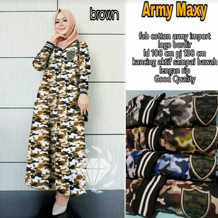 MT baju muslimah gamis army cokelat/baju muslim-fashion-fashion wanita-new fashion-gamis syar'i