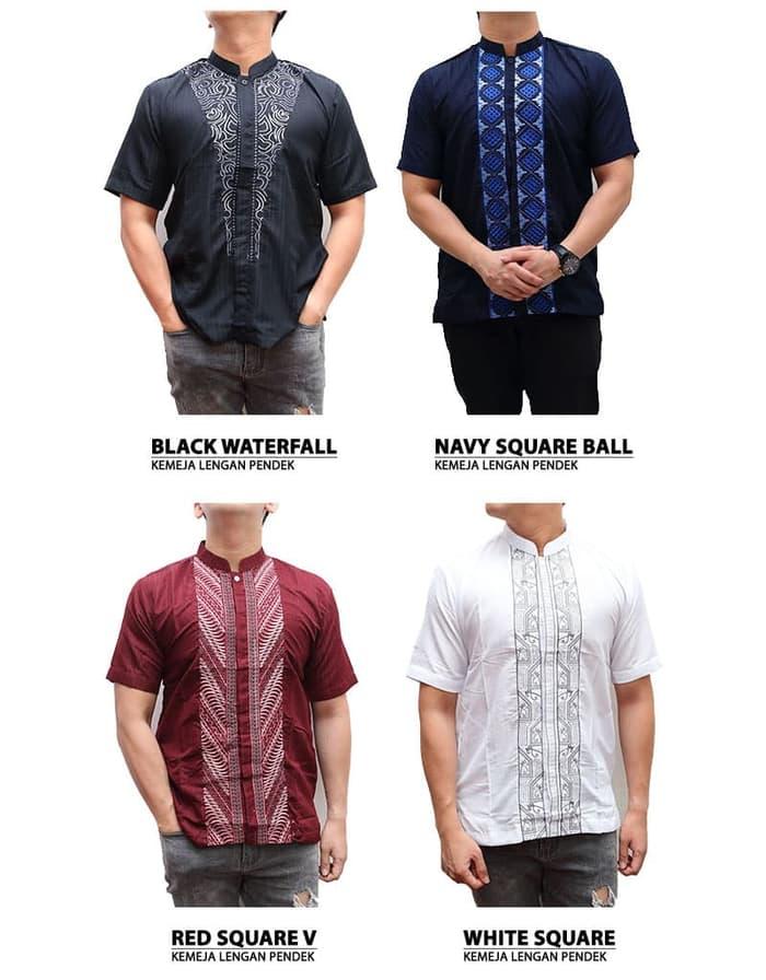 Baju Koko Pria Ekstra Besar Tangan Pendek Kemeja Koko Cowok Double XL Busana Koko Cowo XXL Baju Muslim Pria Besar Kemeja Muslim Cowok Double XL