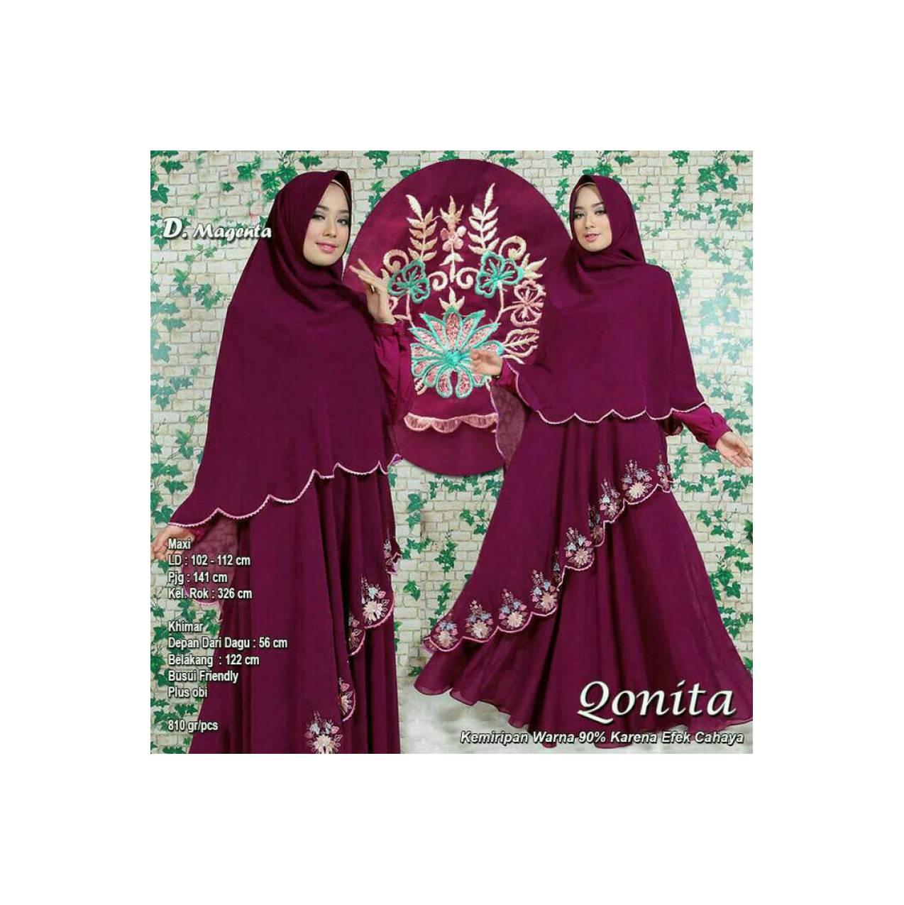 GAMIS SYARI BORDIR QONITA MAGENTA 1.881