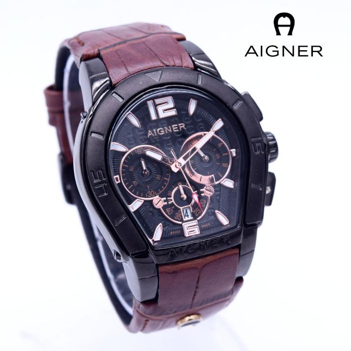 PROMO Jam Tangan Pria / Cowok Aigner Bari Leather Brown
