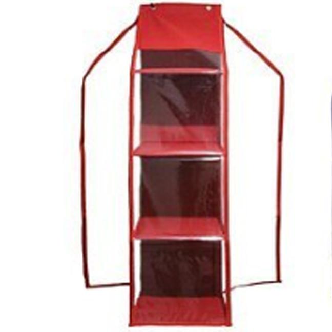 EMWE HHOZ Hanging Helmet Organizer Rak Helm Gantung Resleting Lemari Bag organizer Penyimpanan Sepatu Sandal Tas Boneka Aksesoris Multifungsi Sekat Triplek 3 Susun - Merah