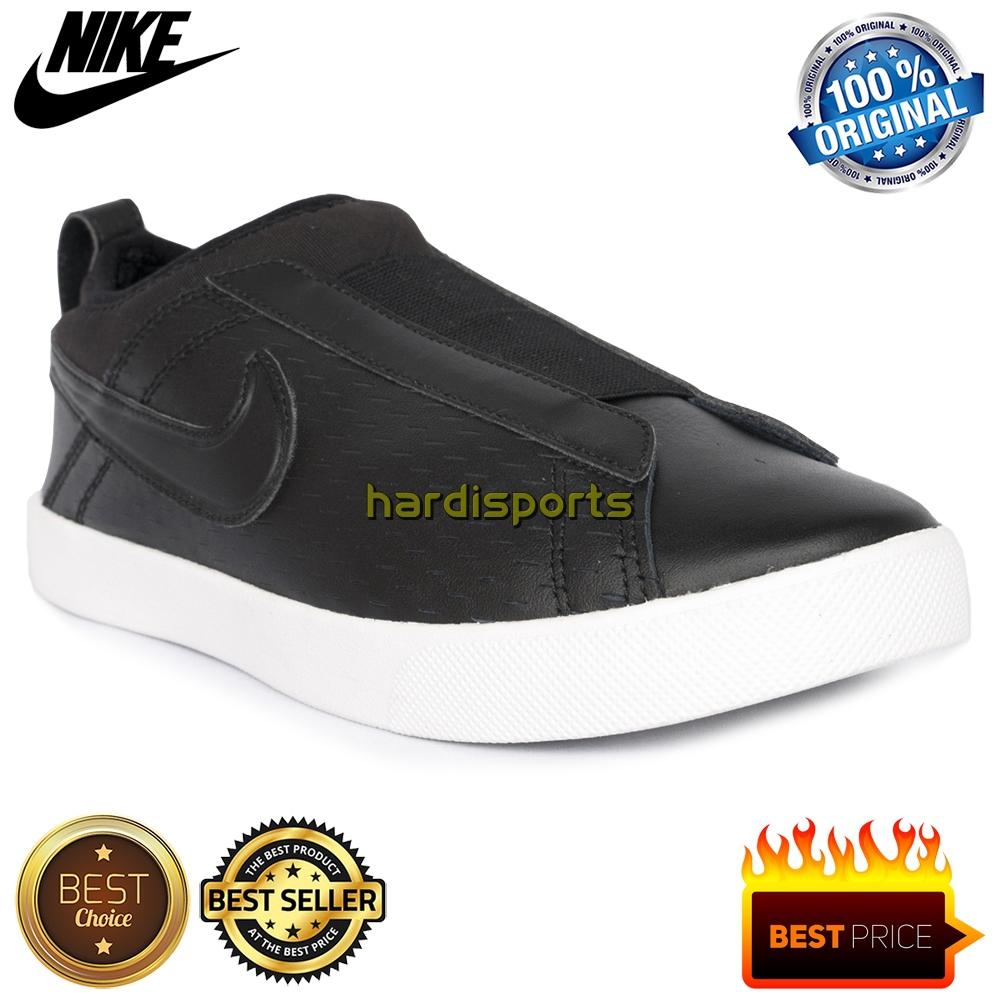 Sepatu Sneaker Wanita Nike Wmns Racquette 17 Slip On (Leather) 902861-001 - Black