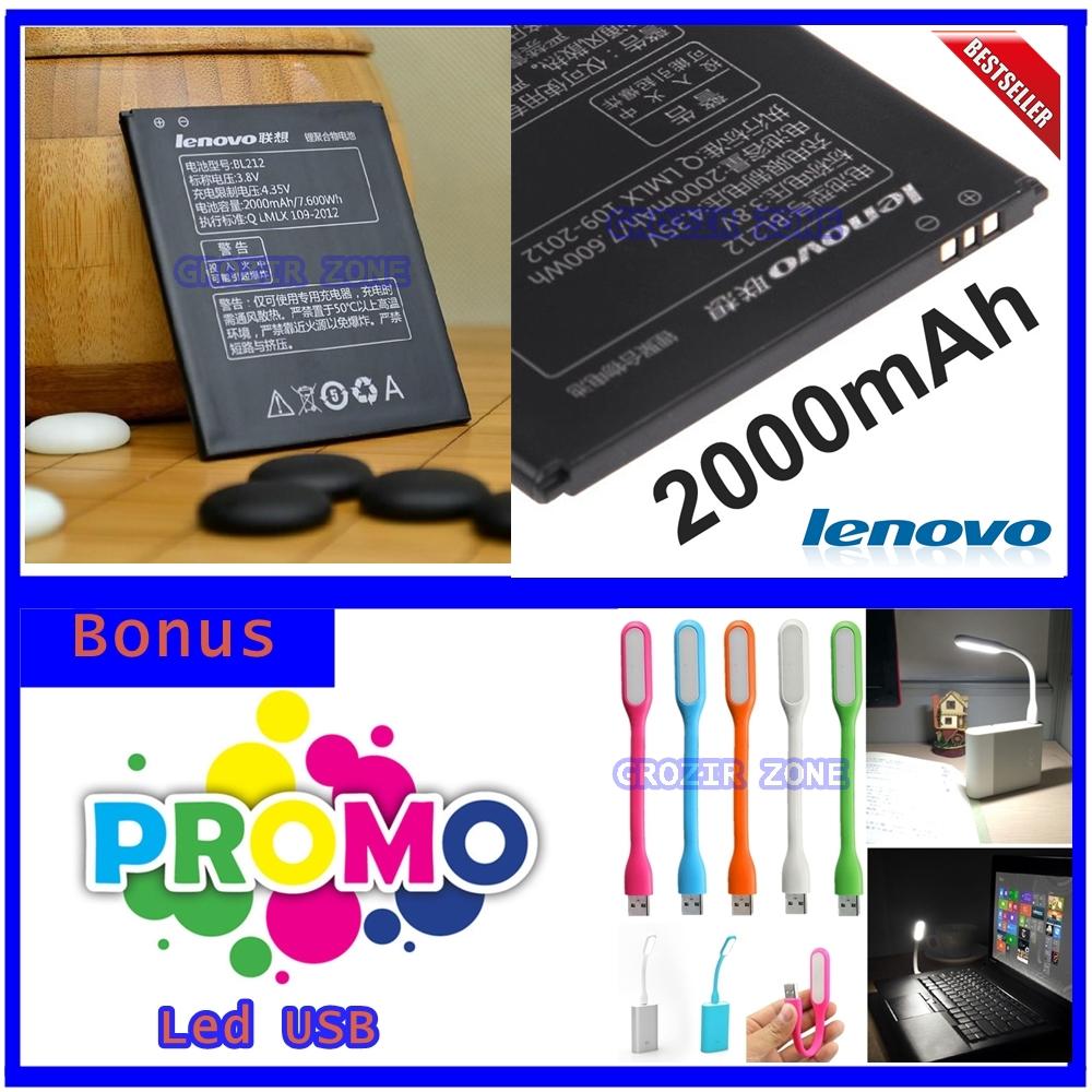 Lenovo Baterai / Battery BL212 For Lenovo S898T Original - Kapasitas 2000mAh + Gratis Lampu Led Usb ( Grozir Zone )