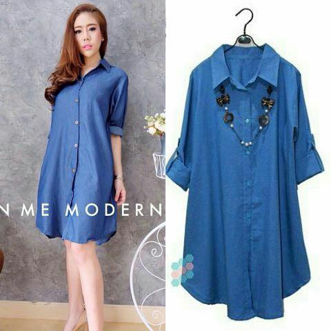 J&C TK Longtop denim / Blus wanita / Kemeja wanita / Fashion wanita