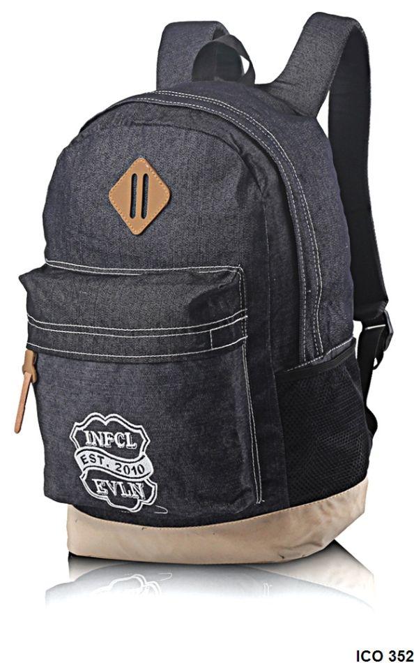 Tas Sekolah Model Terbaru Jeans Hitam Laptop ICO 352