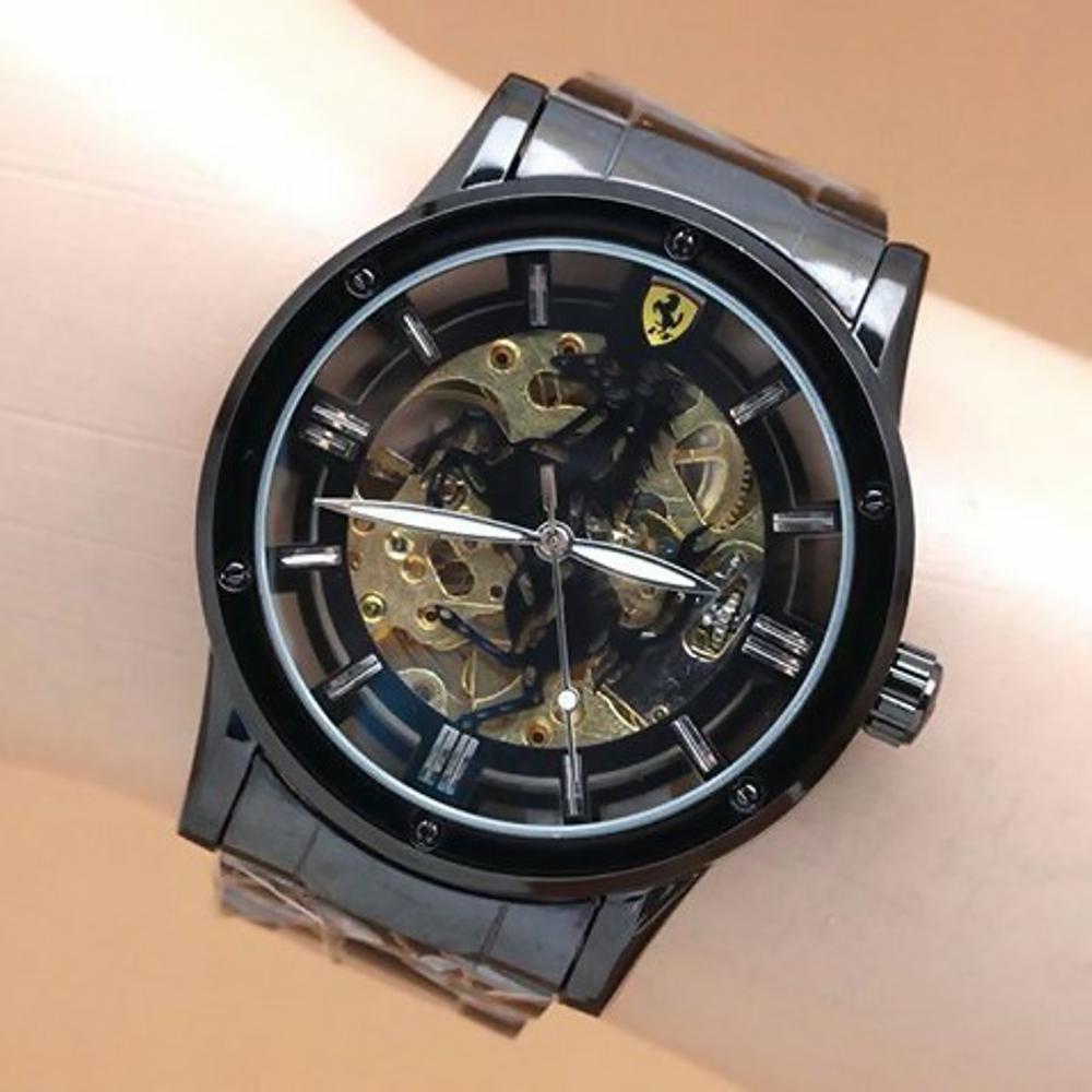 Jam Pria Automatic Ferrari F2201 Rantai Black (Hargajam Harga Jam Ferari Matic Otomatis)