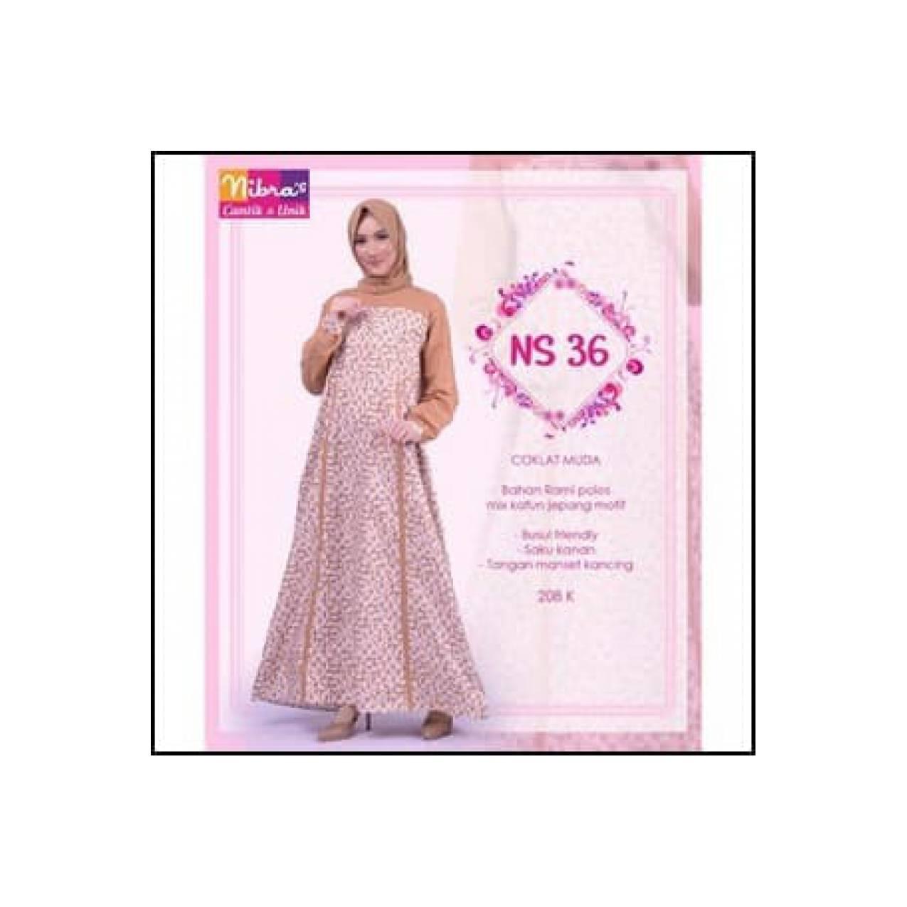 Best Seller Gamis Motif Syar'i Bahan Rami Polos Mix Katun Jepang NS 36