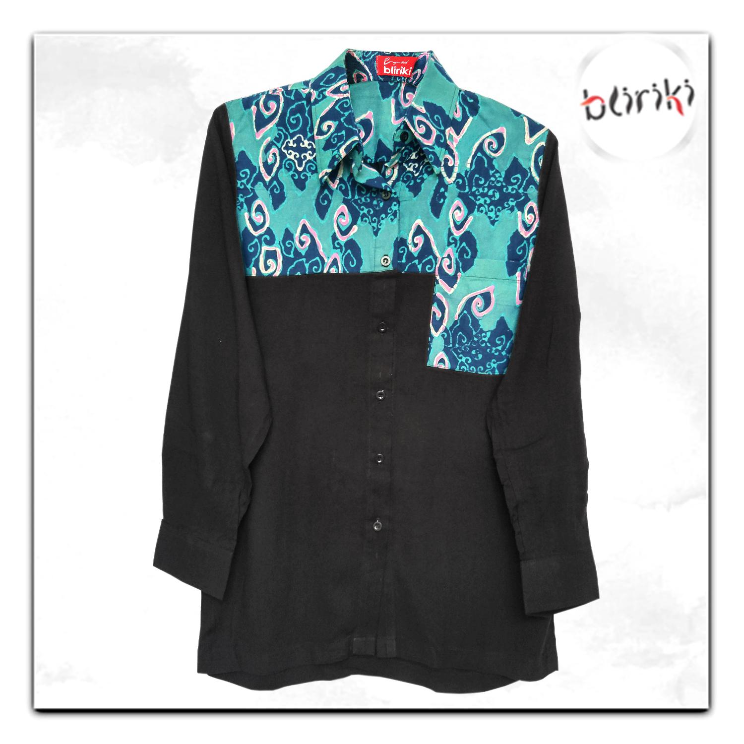 BP16 Kemeja Katun Kombinasi Batik Lengan Panjang Pria PROMO CUCI GUDANG SALE JUAL MURAH!!!