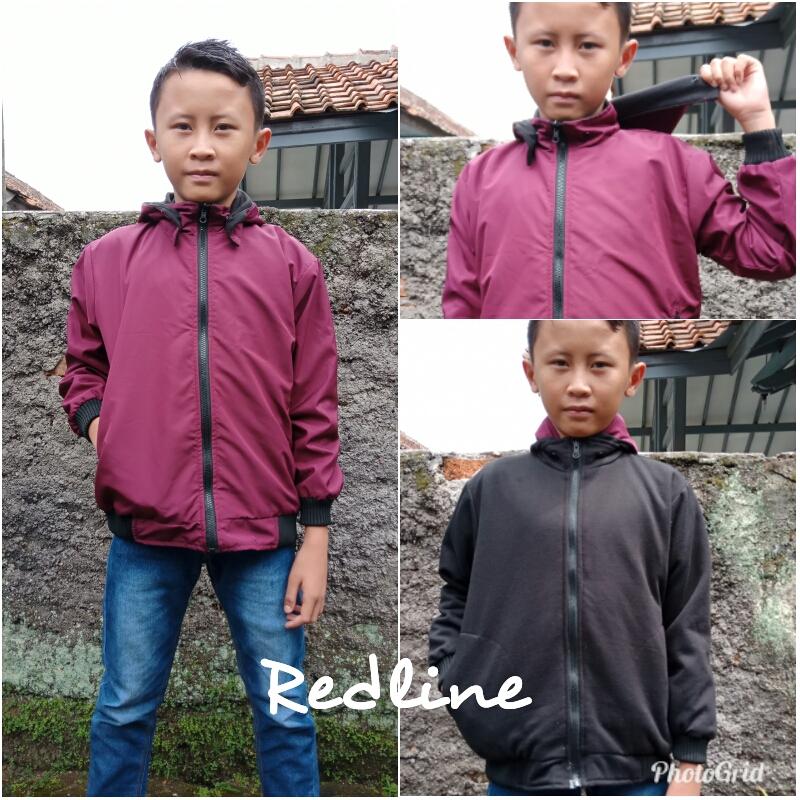 RL Jaket / Parasut Bolak Balik Anak Maroon-Hitam