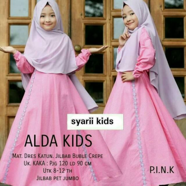 (TERBARU) ALDA GAMIS SYARI ANAK PEREMPUAN/BAJU MUSLIM LEBARAN ANAK MURAH FASHION KEKINIAN WANITA (hitam)