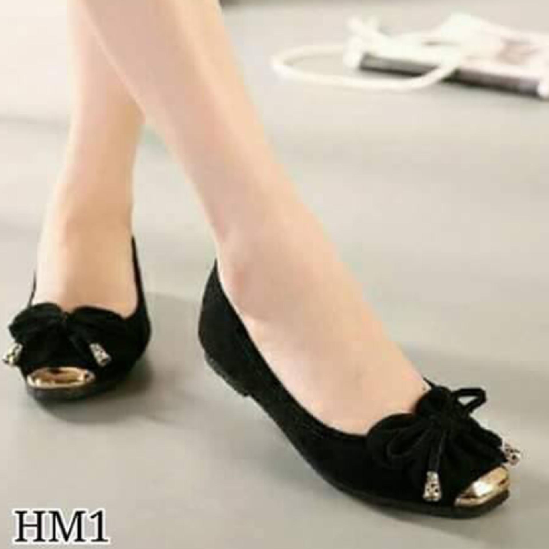 Sepatu Wanita Flat Shoes Tali Gold SDB54
