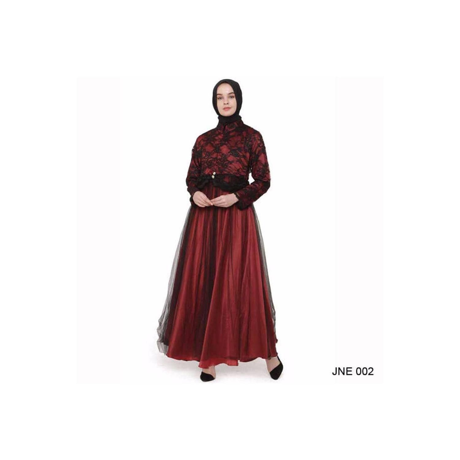 terbaru Busana Gamis Brokat Modern Warna Merah