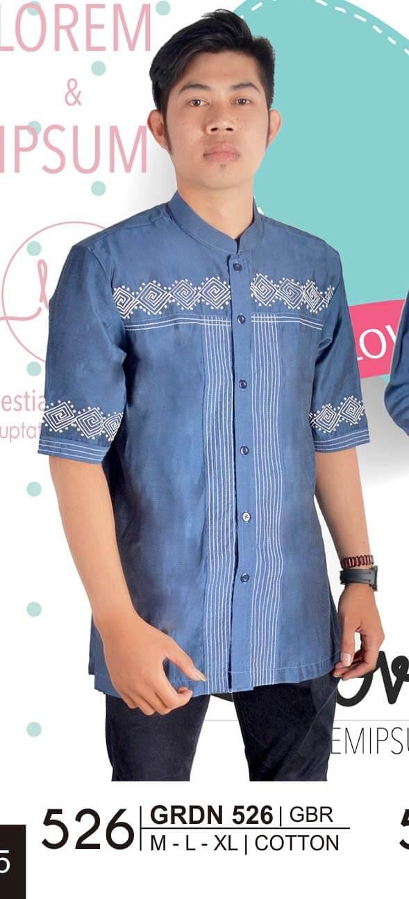 BAJU MUSLIM PRIA/BAJU KOKO GIORDANI - GRDN 526 COTTON BIRU
