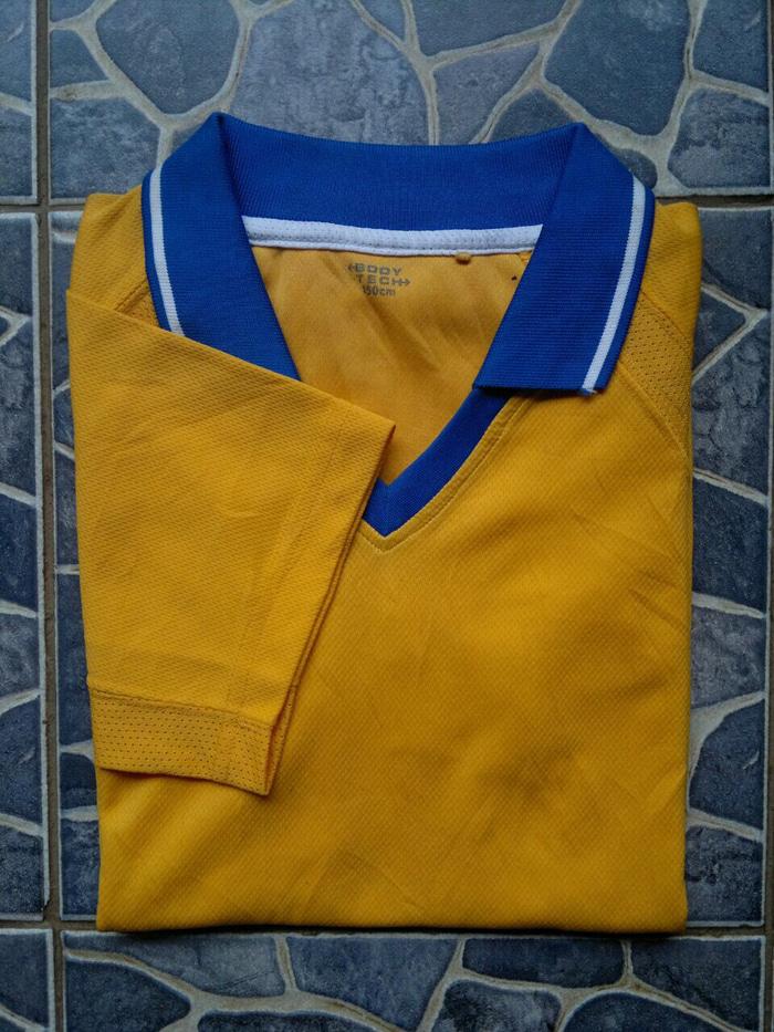 ORIGINAL!!! Kaos Kerah Olahraga Uniqlo Body Tech Polo Shirt Yellow Size M - 5tc1ov